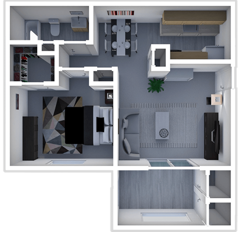 a floor plan of a 1 bedroom apartment